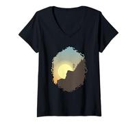Donna Cestino da Golf Disc al Tramonto Maglietta con Collo a V