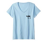 Donna Chai EBREO Simbolo EBRAICO Simbolo per Vivere Maglietta con Collo a V