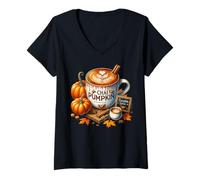 Donna Chai Pumpkin Spice And Everything Nice Graphic Coffee Fall Maglietta con Collo a V