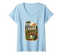 Donna Chains Then Coffee Disc Golf Maglietta con Collo a V