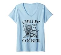 Donna Chaise Longue Estiva per Cani Chillin' with My Cocker Spaniel Maglietta con Collo a V