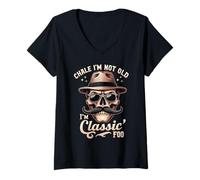 Donna Chale Im Non Vecchio Im Classico Foo Divertente Cholo Chicano Lowrider Maglietta con Collo a V