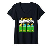 Donna Chance Of Sarcasm Weather Shirt Funny Weather Forecast Tee Maglietta con Collo a V