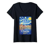 Donna Chania Grecia Maglietta con Collo a V