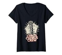Donna Chaos Chorus Crew Musica Punk Rock Maglietta con Collo a V