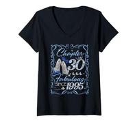 Donna Chapter 30 Fabulous Since 1995 30th Diamond Birthday Queen Maglietta con Collo a V