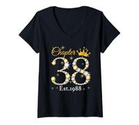 Donna Chapter 38 Fabulous EST 1988 38th Birthday Queen Diamond Maglietta con Collo a V