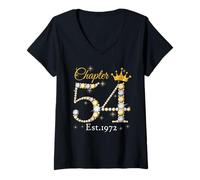 Donna Chapter 54 Fabulous EST 1972 54th Birthday Queen Diamond Maglietta con Collo a V