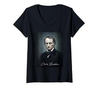 Donna Charles Baudelaire Autore Autore Francese Maglietta con Collo a V