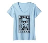 Donna Charles Darwin Evolution Propaganda Evolve Scienza Umana Maglietta con Collo a V