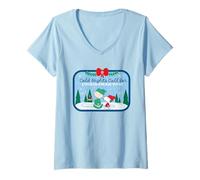 Donna Charlie Brown Snoopy Peanuts Pigiama di Natale Regali Invernali Maglietta con Collo a V