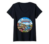 Donna Charlottetown Isola del Principe Edoardo Maglietta con Collo a V