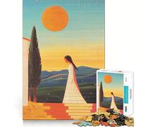 Donna che cammina al tramonto Puzzle da 1000 pezzi per adolescenti Gioco di apprendimento cognitivo Zero Gap Perfetto incastro Compatto Divertimento per il tempo di gioco in famiglia (38x26cm)