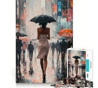 Donna che cammina sotto la pioggia - Puzzle da 1000 pezzi per adolescenti - Stimola le capacità cognitive - Divertente - Chiusura ermetica - Nessun pezzo si stacca - Un modo coinvolgente per passare