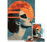 Donna che guarda la luna - Puzzle da 1000 pezzi - Gioco di allenamento mentale - Incastro perfetto,senza spazi vuoti - Sfida interattiva per la mente a casa (38x52cm)
