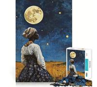 Donna che guarda la luna - Puzzle da 1000 pezzi per adulti - Gioco stimolante per la mente - Superficie liscia e priva di sbavature - Hobby affascinante per i momenti di svago (50x75cm)