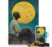 Donna che guarda la luna - Puzzle per adolescenti da 1000 pezzi,gioco di memoria divertente,componenti robusti e ben rifiniti,portatile,ideale per i viaggi (38x52cm)