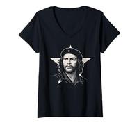 Donna Che Guevara Camicia Star Cuba Ribelle Rivoluzione Cubana Maglietta con Collo a V