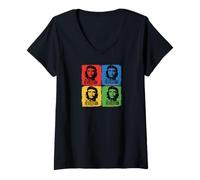 Donna Che Guevara Combattente Rivoluzione Ribelle Cuba Maglietta con Collo a V