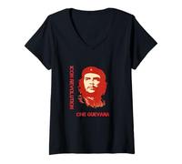 Donna Che Guevara ICONA RIVOLUZIONE Marxista cubano Streetwear Art Maglietta con Collo a V