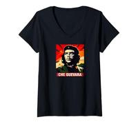 Donna Che Guevara Revolutionary Freedom Icon Maglietta con Collo a V