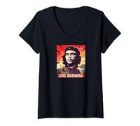 Donna Che Guevara Revolutionary Freedom Icon Maglietta con Collo a V