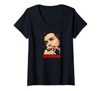 Donna Che Guevara Ribelle Rivoluzione Cuba Comandante Maglietta con Collo a V