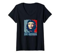 Donna Che Guevara Ribelle Rivoluzione Cuba Comandante Maglietta con Collo a V