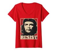 Donna Che Guevara Shirt Resist Resisti Maglietta con Collo a V