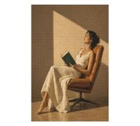 Donna che legge alla luce del sole Puzzle 1000 Pezzi in Legno | Sala lettura tranquilla, Morbido realista, Stile a Olio, Realismo, Struttura in Legno, Divertimento Puzzle, Gioco di Logica