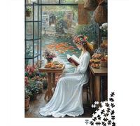 Donna che Legge in Serra da Giardino Puzzle 1000 Pezzi Gioco di Puzzle 1000 Pezzi Carta per Adulti Stile Naturale Relax Decorazione Regalo 52x38cm/1000pcs