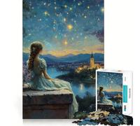 Donna che osserva la notte stellata - Puzzle da 1000 pezzi per adulti - Gioco divertente e stimolante - Taglio laser di alta qualità - Esercizio mentale per momenti di relax a casa (38x26cm)