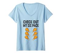 Donna Check out My Chicken - Confezione da Sei Bacchette Maglietta con Collo a V