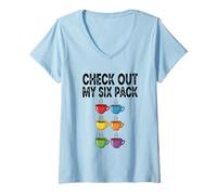 Donna Check out My Coffee Cup Confezione da 6 Maglietta con Collo a V