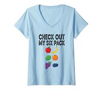 Donna Check out My Fruit Mix Confezione da 6 Maglietta con Collo a V