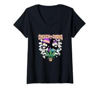 Donna Cheech & Chong Duo Portrait Dice Peace Leaf Maglietta con Collo a V
