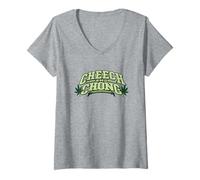 Donna Cheech & Chong in Bud We Trust Logo Maglietta con Collo a V