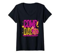 Donna Cheer Competition Cheerleading Comp Day Rosa & Oro Maglietta con Collo a V