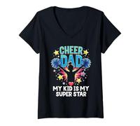 Donna Cheer Dad Cheerleader Cheer Squad Cheerleading Maglietta con Collo a V