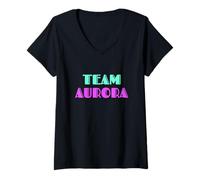 Donna Cheer for Aurora, Show Support Be On Team Aurora | 90s Style Maglietta con Collo a V