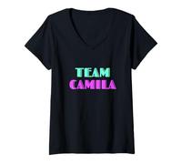 Donna Cheer for Camila, Show Support Be On Team Camila | 90s Style Maglietta con Collo a V