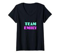 Donna Cheer for Emily, Show Support Be On Team Emily | 90s Style Maglietta con Collo a V