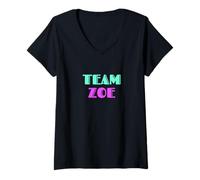 Donna Cheer for Zoe, Show Support Be On Team Zoe | 90s Style Maglietta con Collo a V