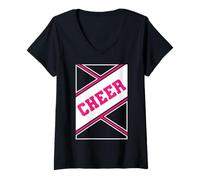 Donna Cheerleader Costume Cheerleading Halloween Cheer Team Maglietta con Collo a V