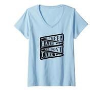 Donna Cheerleader Funny - Cheer Hair Don't Care Maglietta con Collo a V