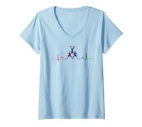 Donna Cheerleader Ragazza Cheer Mamma Amore Cheerleading Maglietta con Collo a V
