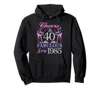 Donna Cheers to 40 anni Old EST 1985 40th Birthday Queen Felpa con Cappuccio
