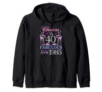 Donna Cheers to 40 anni Old EST 1985 40th Birthday Queen Felpa con Cappuccio