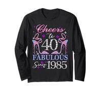 Donna Cheers to 40 anni Old EST 1985 40th Birthday Queen Maglia a Manica