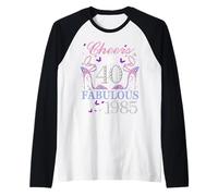 Donna Cheers to 40 anni Old EST 1985 40th Birthday Queen Maglia con Maniche Raglan